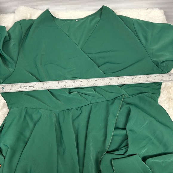 Women's Dress Sleeve Layer Hem Belted Short Dress V Neck Wrap A-Line Casual 2XL - Picture 7 of 11